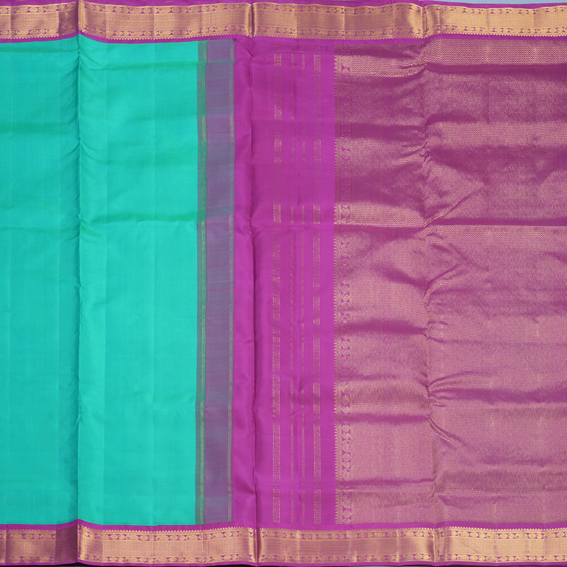 Hayagrivas Handloom Aqua Green Ten Yards Silk Saree KBF559G1-3