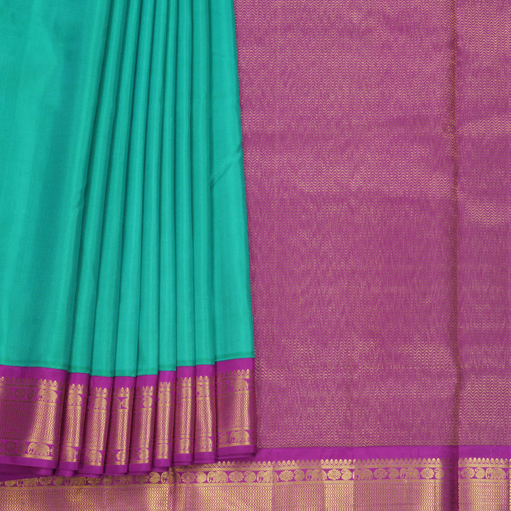 Hayagrivas Handloom Aqua Green Ten Yards Silk Saree KBF559G1-3
