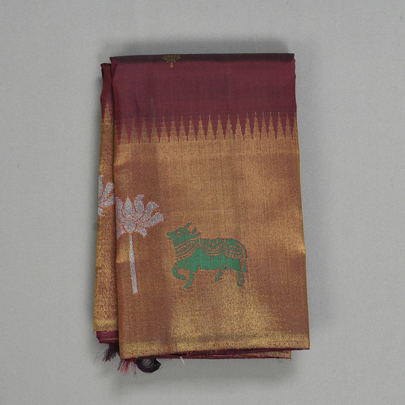 Hayagrivas Handloom Wine Maroon Kanjivaram Silk Saree KBF560G1-1