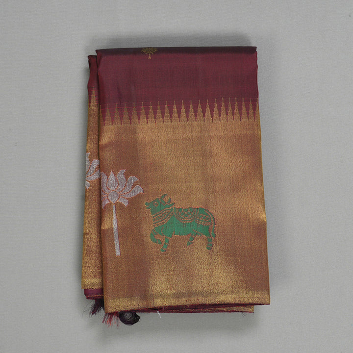 Hayagrivas Handloom Wine Maroon Kanjivaram Silk Saree KBF560G1-1