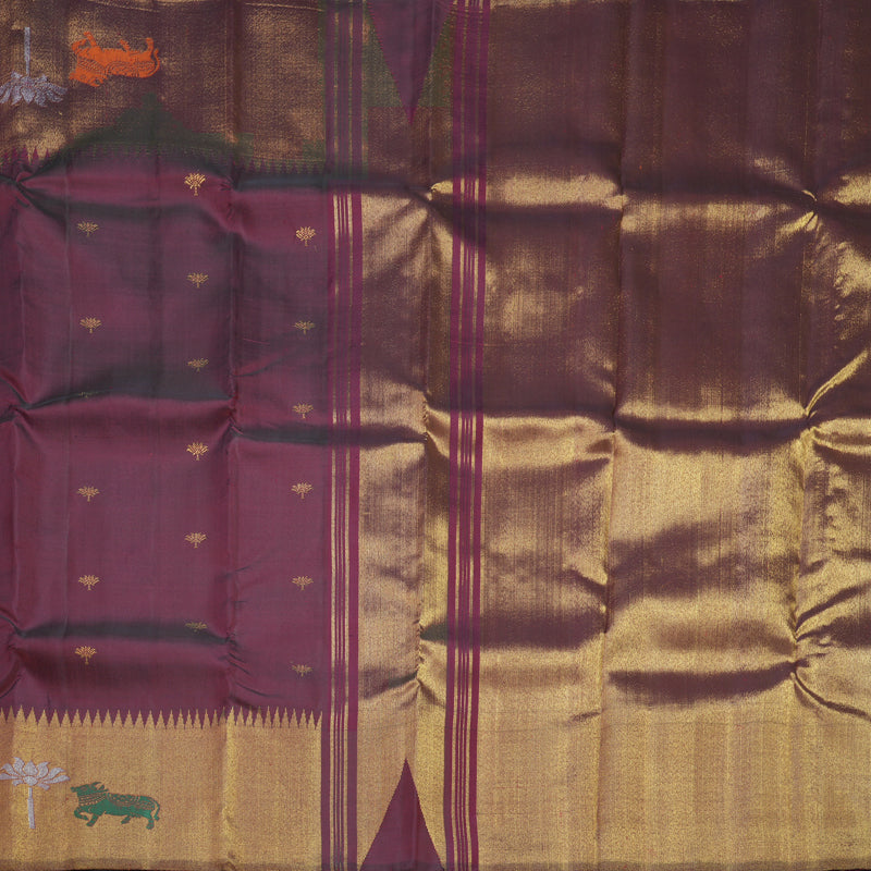 Hayagrivas Handloom Wine Maroon Kanjivaram Silk Saree KBF560G1-1