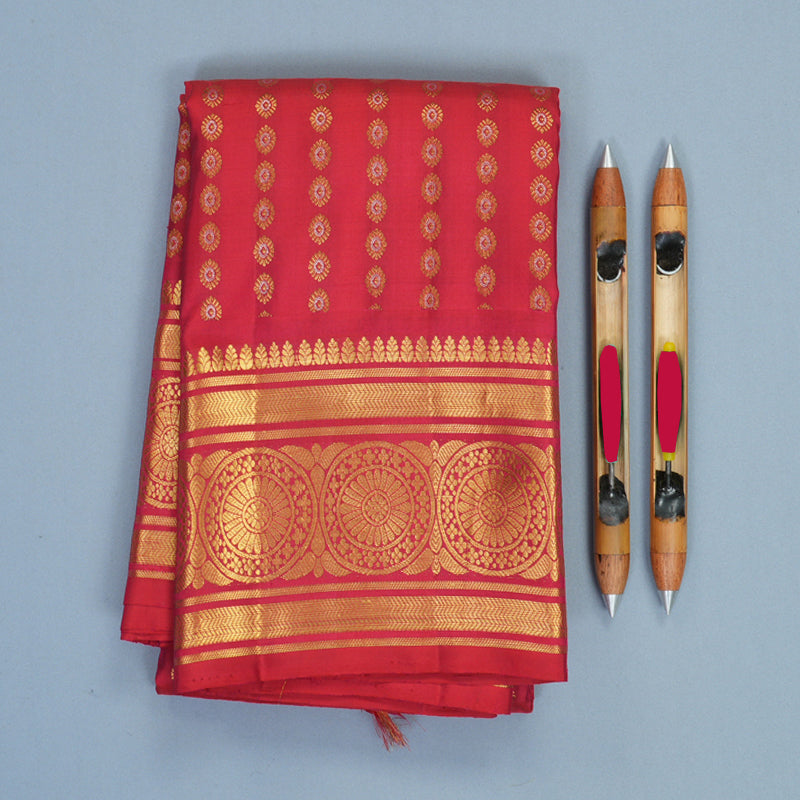 Hayagrivas Handloom Reddish-Pink Kanjivaram Silk Saree KBF563G2-2