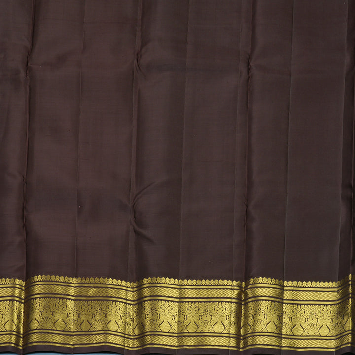 Hayagrivas Handloom Dark Brown Kanjivaram Silk Saree KBF563G2-3