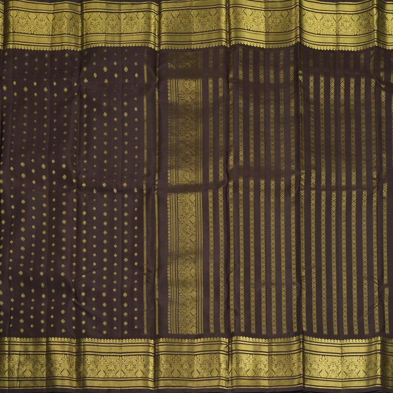 Hayagrivas Handloom Dark Brown Kanjivaram Silk Saree KBF563G2-3