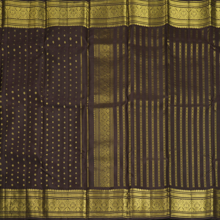 Hayagrivas Handloom Dark Brown Kanjivaram Silk Saree KBF563G2-3