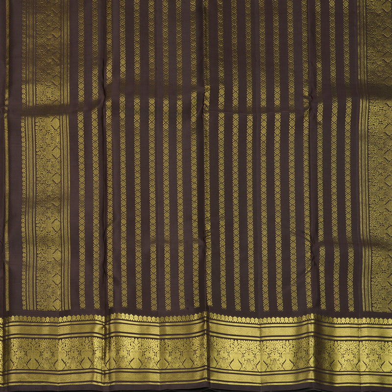 Hayagrivas Handloom Dark Brown Kanjivaram Silk Saree KBF563G2-3