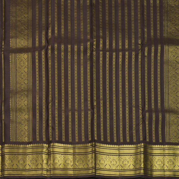 Hayagrivas Handloom Dark Brown Kanjivaram Silk Saree KBF563G2-3