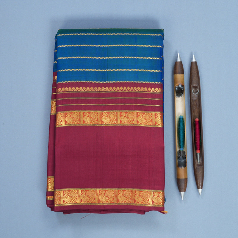 Hayagrivas Handloom Mayilkazhuthu Kanjivaram Silk Saree with Maroon Border KBF564G2-1