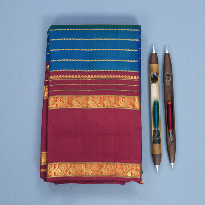 Hayagrivas Handloom Mayilkazhuthu Kanjivaram Silk Saree with Maroon Border KBF564G2-1