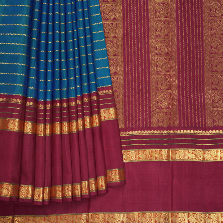 Hayagrivas Handloom Mayilkazhuthu Kanjivaram Silk Saree with Maroon Border KBF564G2-1