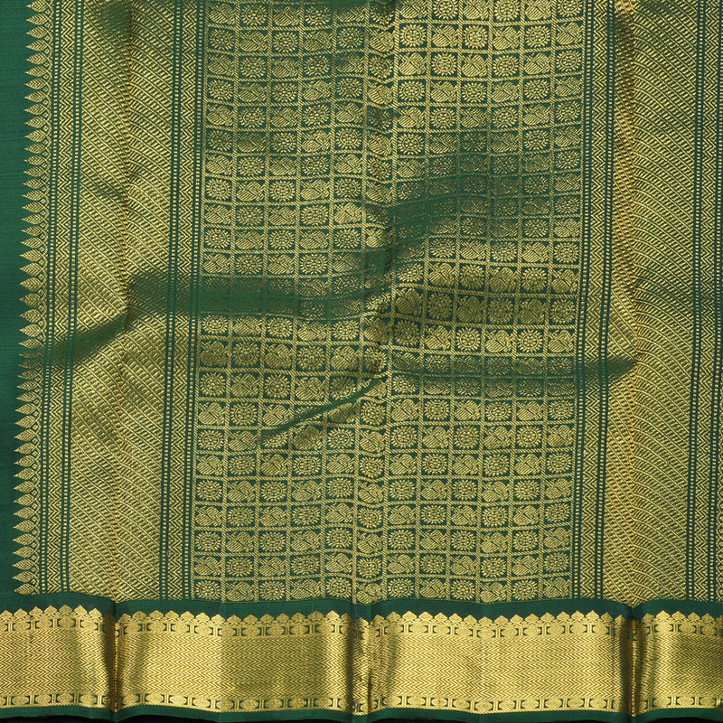 Hayagrivas Handloom Rust Brown Kanjivaram Silk Saree with Bottle Green Border KBF564G3-1
