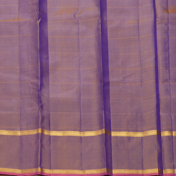 Hayagrivas Handloom Peacock Blue Kanjivaram Silk Saree with Lilac Border KBF565G7-3
