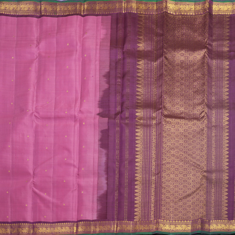 Hayagrivas Handloom Lavender-Pink Kanjivaram Silk Saree with Dark Purple Border KBF565G9-7