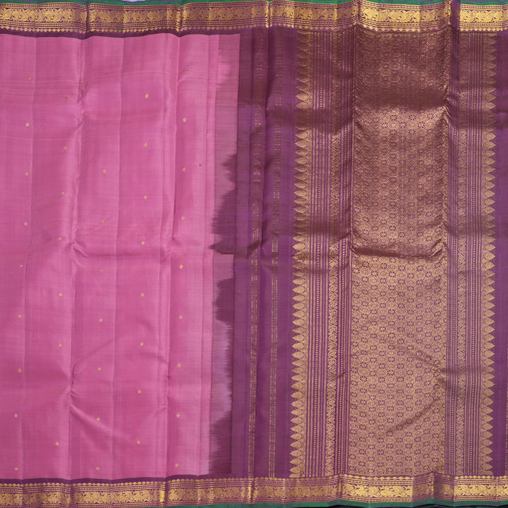 Hayagrivas Handloom Lavender-Pink Kanjivaram Silk Saree with Dark Purple Border KBF565G9-7