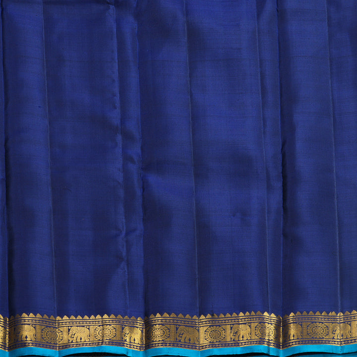 Hayagrivas Handloom Olive Green Kanjivaram Silk Saree with Dark Blue Border KBF565G9-8