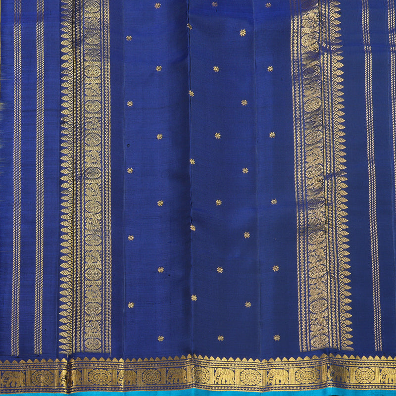 Hayagrivas Handloom Olive Green Kanjivaram Silk Saree with Dark Blue Border KBF565G9-8
