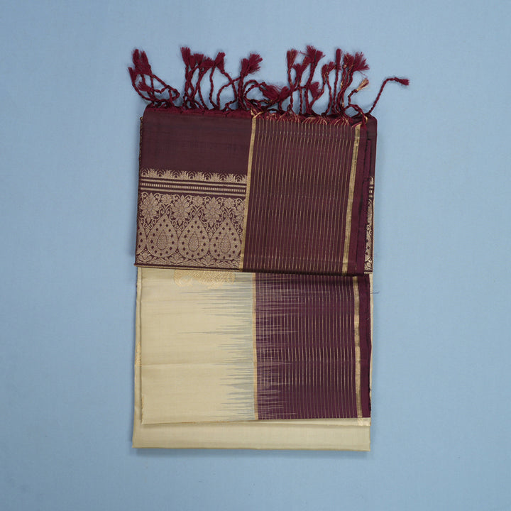 Hayagrivas Beige Handloom Soft Silk Saree KBF566G3-2