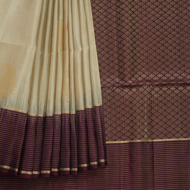 Hayagrivas Beige Handloom Soft Silk Saree KBF566G3-2