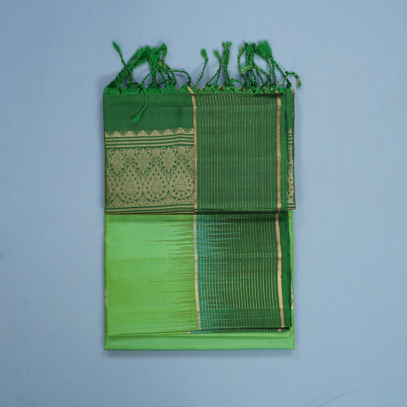 Hayagrivas Yellowish-Green Handloom Soft Silk Saree KBF566G3-5