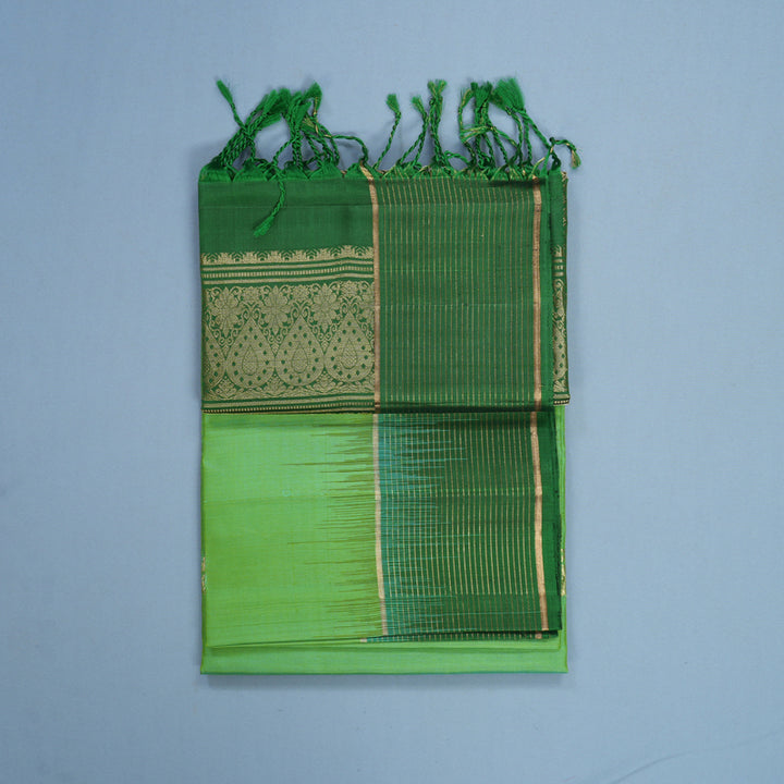 Hayagrivas Yellowish-Green Handloom Soft Silk Saree KBF566G3-5