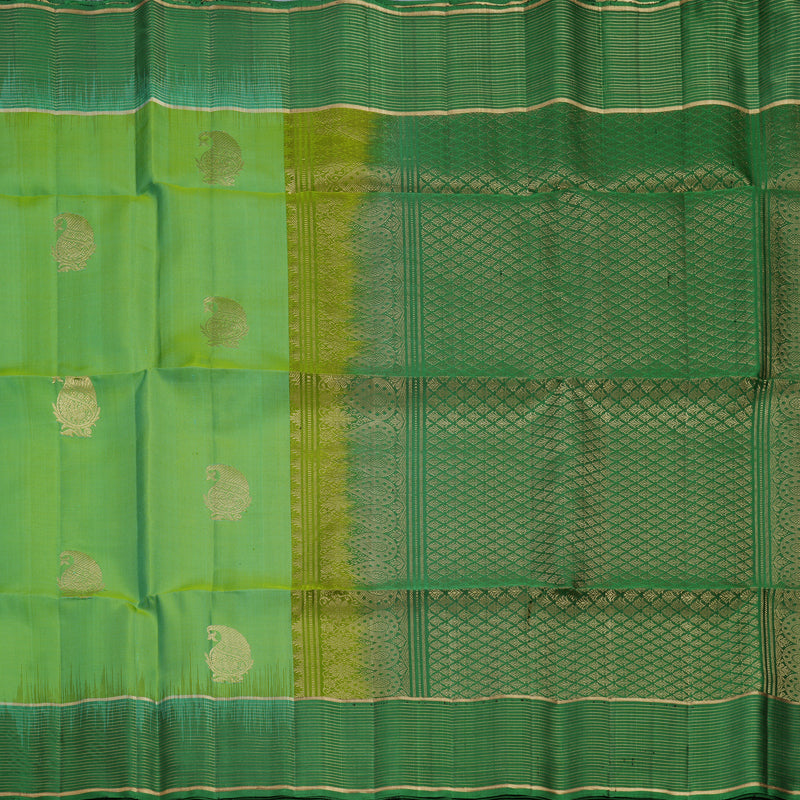 Hayagrivas Yellowish-Green Handloom Soft Silk Saree KBF566G3-5