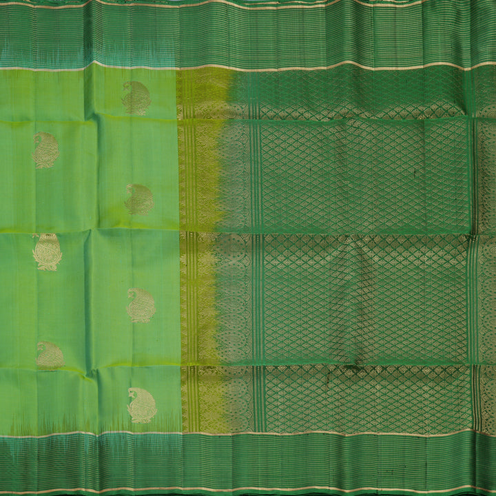 Hayagrivas Yellowish-Green Handloom Soft Silk Saree KBF566G3-5