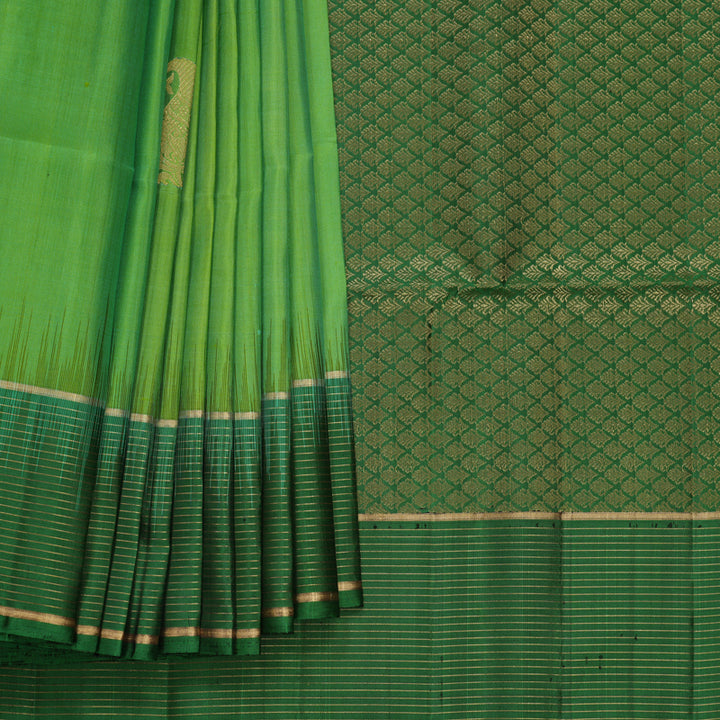 Hayagrivas Yellowish-Green Handloom Soft Silk Saree KBF566G3-5