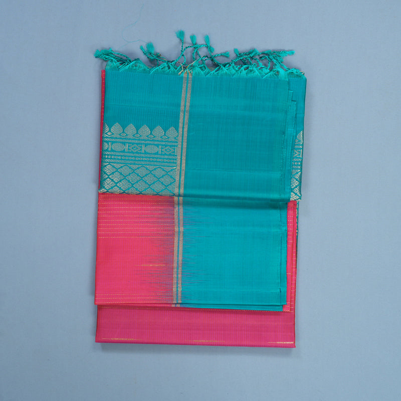 Hayagrivas Orangish-Pink Handloom Soft Silk Saree KBF566G4-4