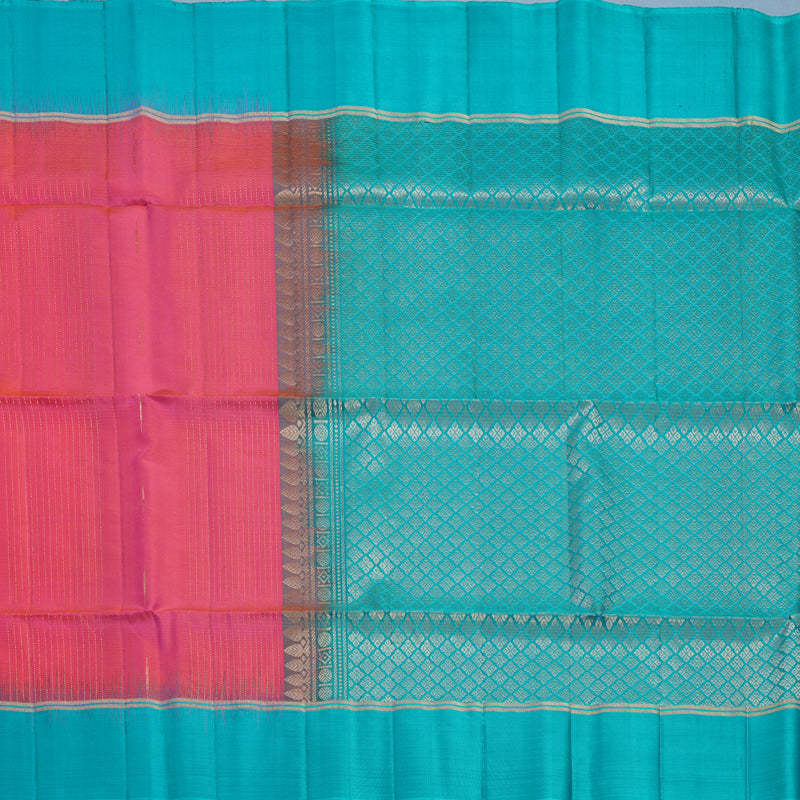 Hayagrivas Orangish-Pink Handloom Soft Silk Saree KBF566G4-4
