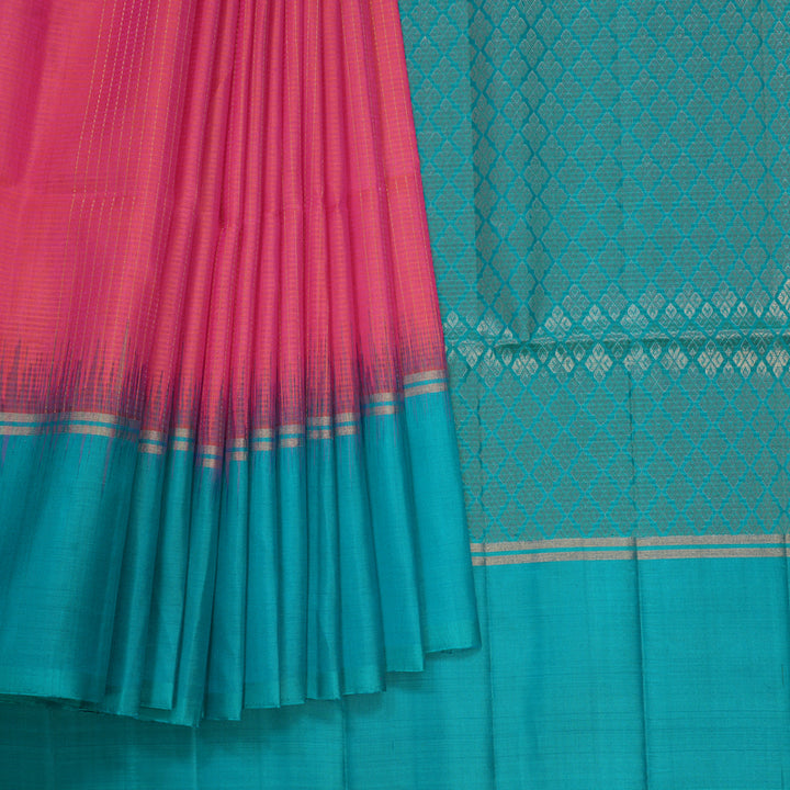 Hayagrivas Orangish-Pink Handloom Soft Silk Saree KBF566G4-4