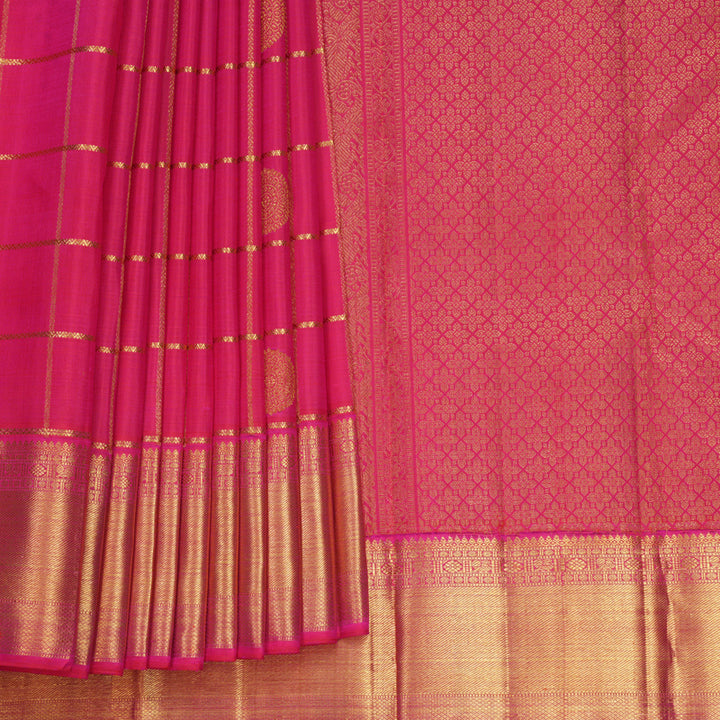 Hayagrivas Handloom Rani Pink Kanjivaram Silk Saree with Border KBF567G1-1