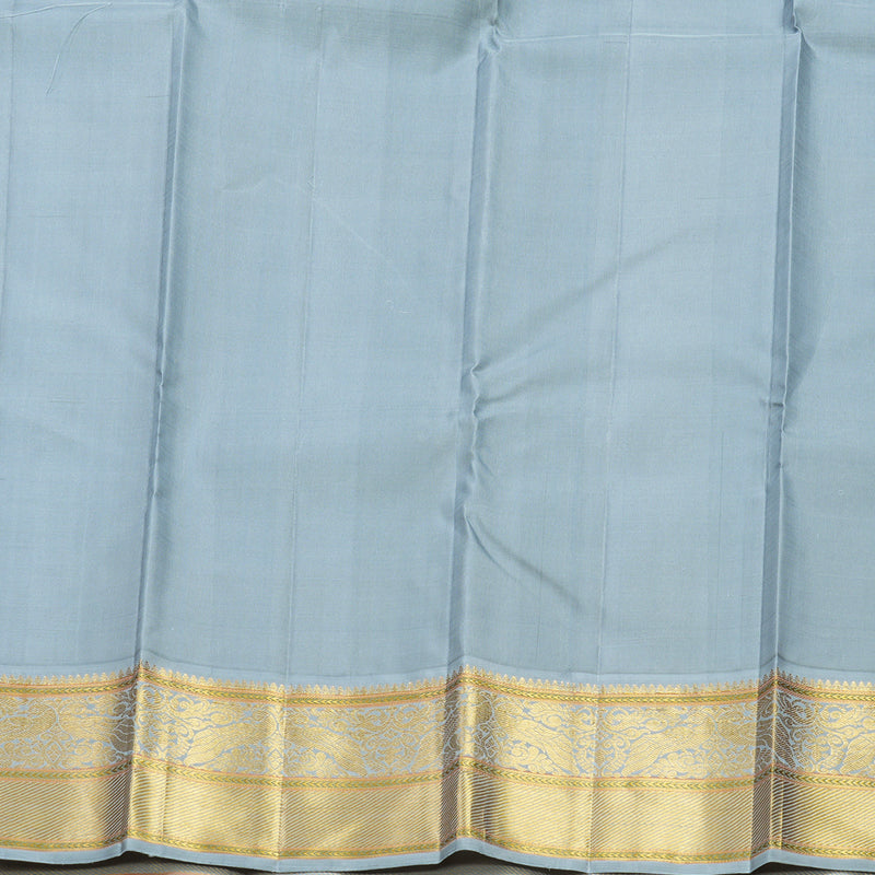 Hayagrivas Handloom Bottle Green Kanjivaram Silk Saree with Bluish-Grey Border KBF567G4-1