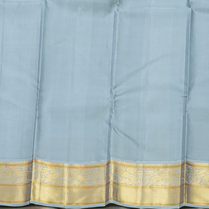 Hayagrivas Handloom Bottle Green Kanjivaram Silk Saree with Bluish-Grey Border KBF567G4-1