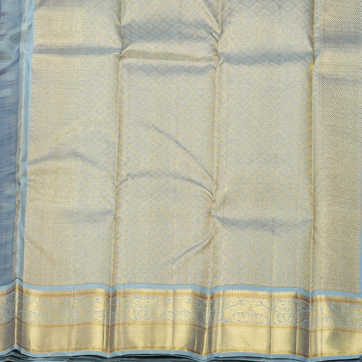 Hayagrivas Handloom Bottle Green Kanjivaram Silk Saree with Bluish-Grey Border KBF567G4-1