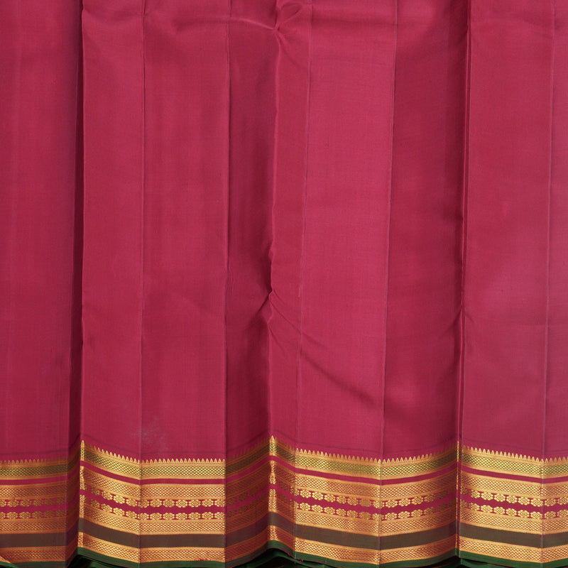 Hayagrivas Handloom Half-White Kanjivaram Silk Saree with Maroon &amp; Manthalir Border KBF567G5-1