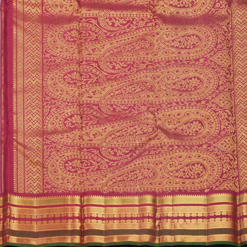 Hayagrivas Handloom Half-White Kanjivaram Silk Saree with Maroon &amp; Manthalir Border KBF567G5-1