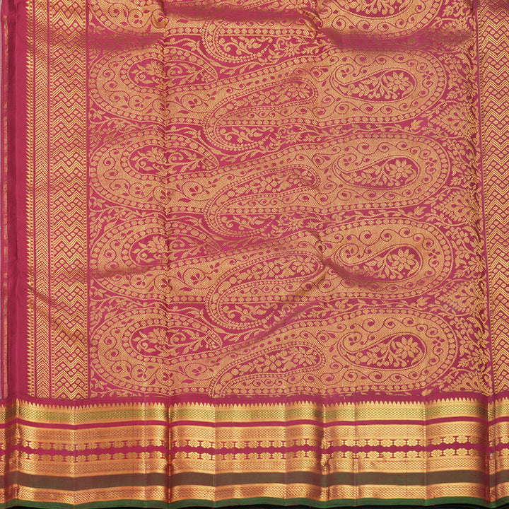 Hayagrivas Handloom Half-White Kanjivaram Silk Saree with Maroon &amp; Manthalir Border KBF567G5-1