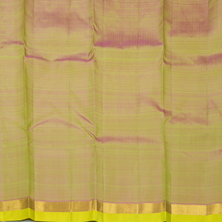 Hayagrivas Handloom Parrot Green Kanjivaram Silk Saree with Lemon Yellow Border KBF568G1-1