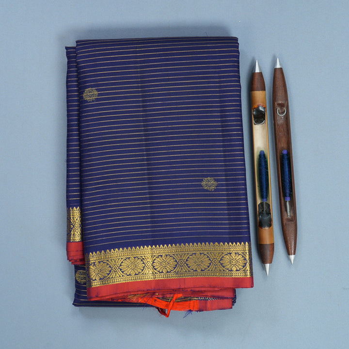 Hayagrivas Handloom Dark Blue Kanjivaram Silk Saree KBF568G10-3
