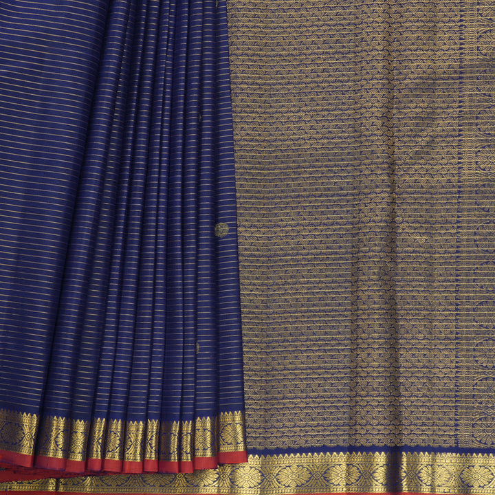 Hayagrivas Handloom Dark Blue Kanjivaram Silk Saree KBF568G10-3