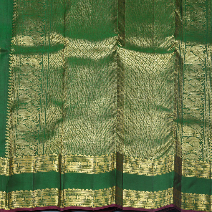 Hayagrivas Handloom Bottle Green Kanjivaram Silk Saree KBF568G12-1
