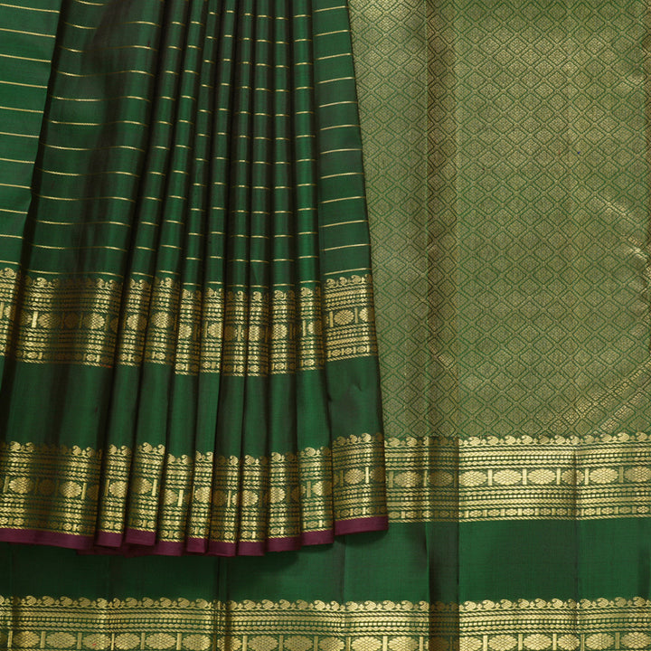 Hayagrivas Handloom Bottle Green Kanjivaram Silk Saree KBF568G12-1