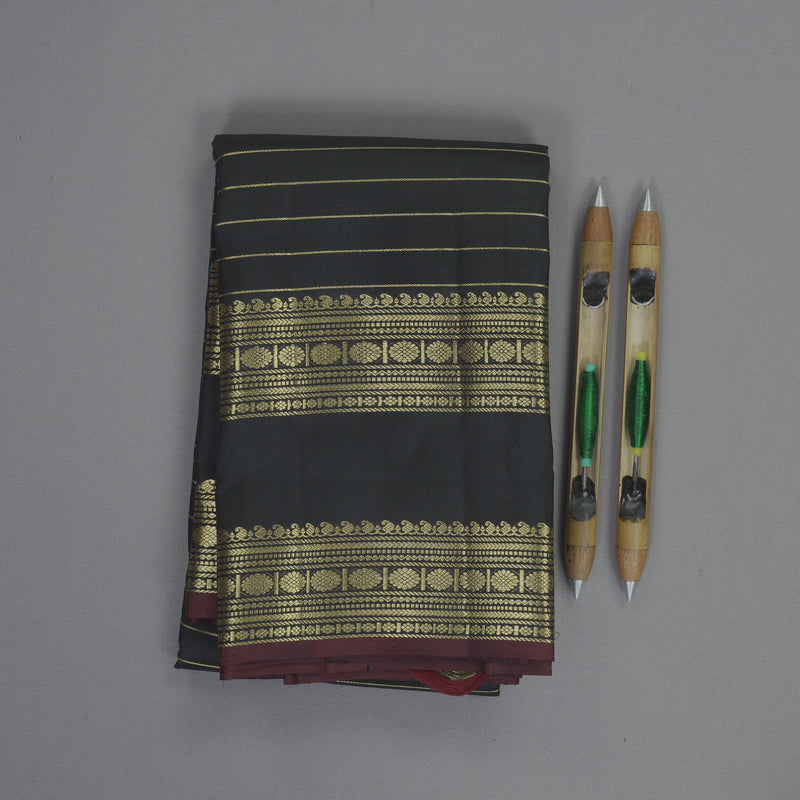 Hayagrivas Handloom Black Kanjivaram Silk Saree KBF568G12-2