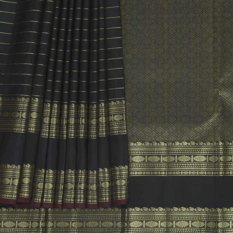Hayagrivas Handloom Black Kanjivaram Silk Saree KBF568G12-2