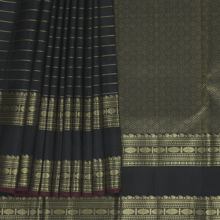 Hayagrivas Handloom Black Kanjivaram Silk Saree KBF568G12-2