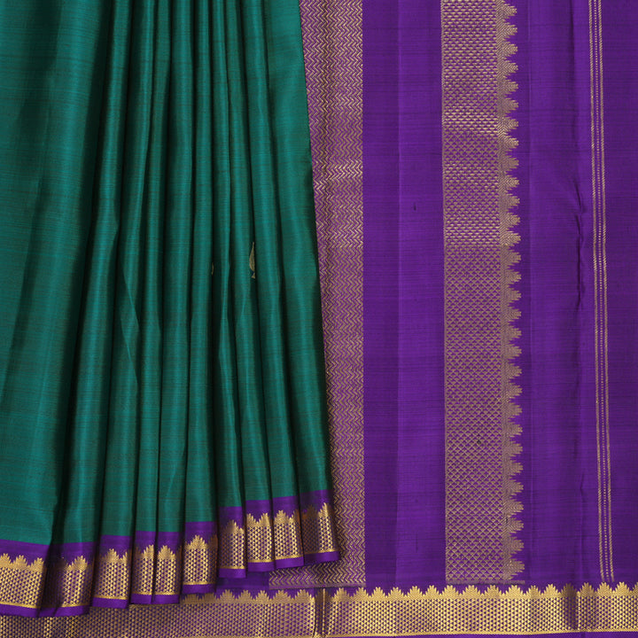 Hayagrivas Handloom Rama Green Kanjivaram Silk Saree with Purple Border KBF568G2-1