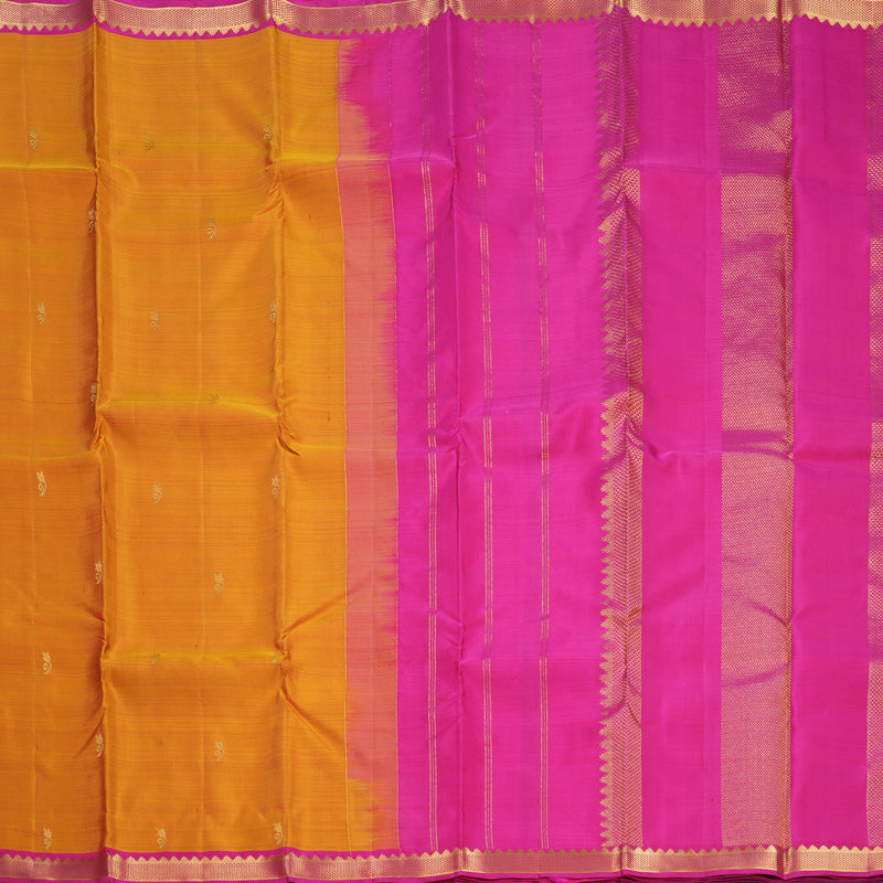 Hayagrivas Handloom Golden Orange Kanjivaram Silk Saree with Pink Border KBF568G2-5