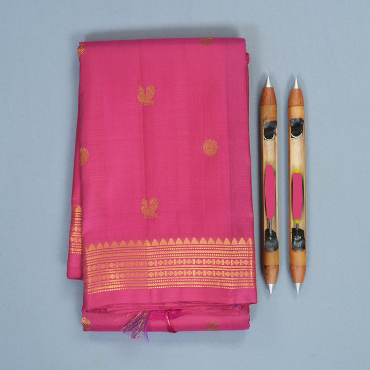Hayagrivas Handloom Pink Kanjivaram Silk Saree KBF568G3-10