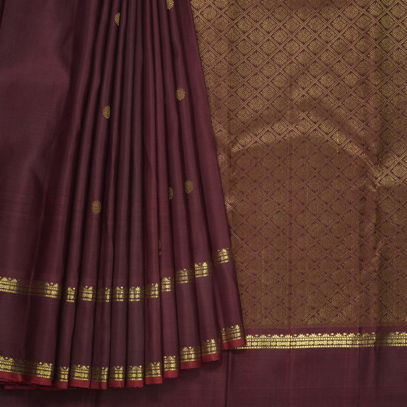 Hayagrivas Handloom Dark Maroon Kanjivaram Silk Saree KBF568G4-2