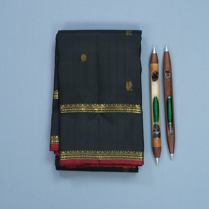 Hayagrivas Handloom Black Kanjivaram Silk Saree KBF568G4-5